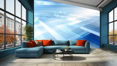 blue abstract background with light lines, in the style of geometrical modernism Wall mural