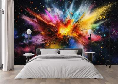 Comic book style illustration of a space explosion. with an explosion centered Wall mural