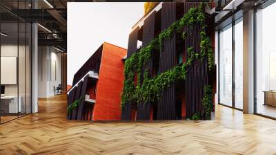 Green Eco Building in the City, Green architecture Wall mural