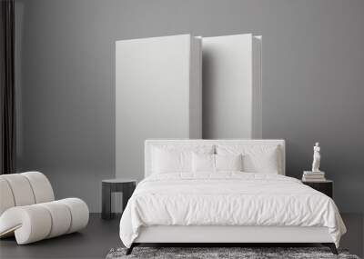 Two white books with glossy finish on grey background, in modern Wall mural