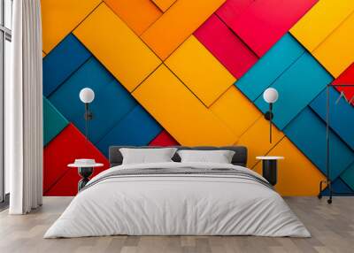 Colorful Geometric Pattern with Vibrant Squares and Rectangles Wall mural