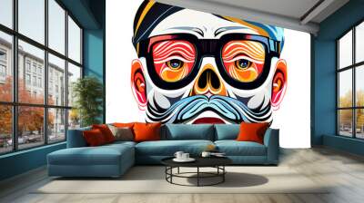  a man's face wearing a skull mask, perfect for Halloween or horror-themed designs Wall mural