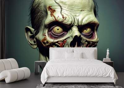 Scary halloween zombie face.  illustration. Wall mural