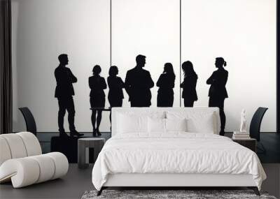 Silhouettes of business people standing in modern conference room. Teamwork concept Wall mural