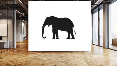 Elephant Silhouette on Black Wall mural