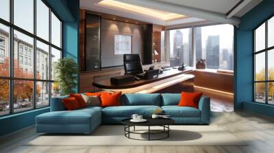 Modern Executive Office with City View. Wall mural