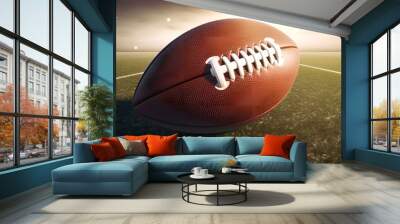 american football ball on grass Wall mural