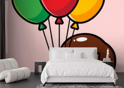 cartoon cute jesus vector design flying colorful balloon Wall mural