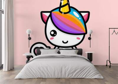 cartoon cute unicorn mermaid vector design Wall mural