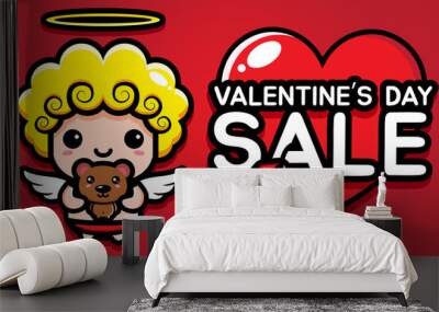 cute cupid character designs on sale discount cards on valentine's day Wall mural