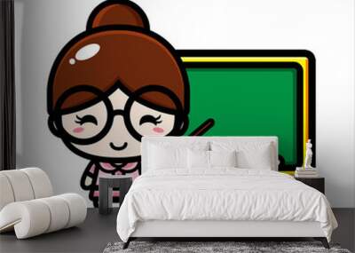 Cute female teacher character vector design Wall mural