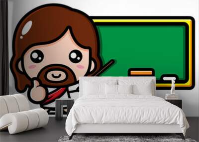 cute jesus cartoon vector design teaching with blackboard Wall mural