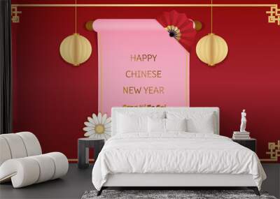 Happy chinese new year and gong xi fa cai greeting background Wall mural