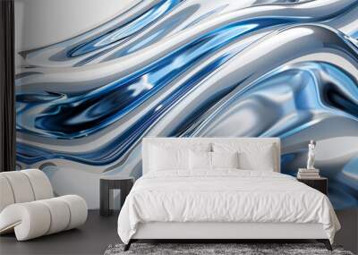 a close up of a metal surface with a blue liquid Wall mural