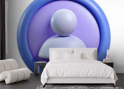 3D render of a user icon in a blue circle. perfect for website design. apps. and social media. Wall mural