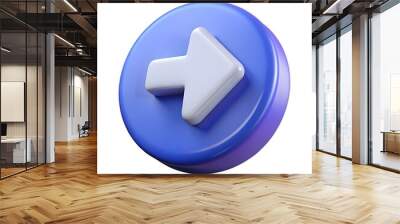 3D rendered blue button with a white right arrow. perfect for user interfaces. websites. and mobile apps. Wall mural