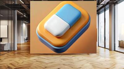 A 3D render of a colorful. abstract button design. Wall mural