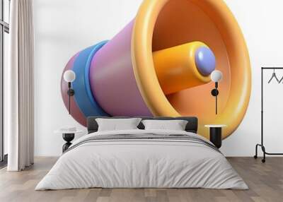 A cheerful and colorful 3D megaphone icon. perfect for playful and modern designs. Wall mural