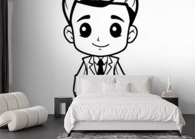 businessman cartoon character on white background vector illustration editable hand draw Wall mural