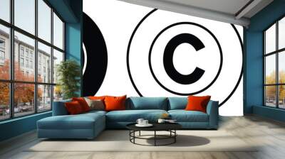 Copyright Icon Set. Trademark Copyright Protection C Mark flat and line Vector Sign isolated on transparent background Suitable collection for Apps and Websites UI Designs. Business product license Wall mural