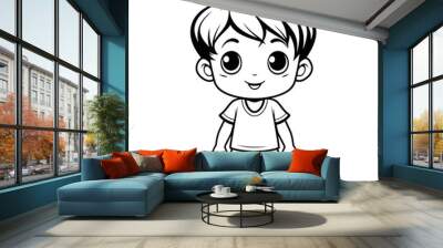 Cute little boy cartoon isolated on white background vector illustration graphic design Wall mural