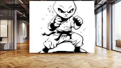 Kung fu kung fu fighter cartoon sport vector illustration graphic design Wall mural