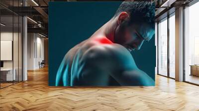 Shoulder pain. Shoulder painful x-ray. Shoulder muscle pain x-ray concept, medical treatment, rehabilitation and injury. Wall mural