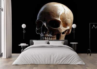 Frontal View of Skull Decoration with Copy Space on Black Background Wall mural