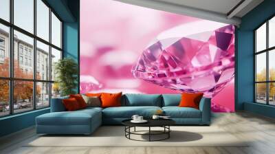 luxury precious pink white gemstone for jewelry on white fashion background : Generative AI Wall mural