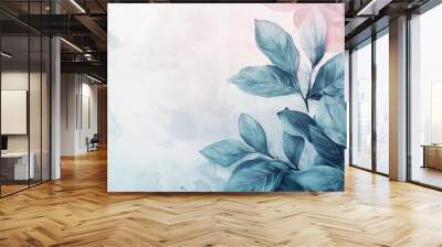 Natural beauty framed by green leaves on a soft white background, offering a fresh perspective on design and creativity, 3D render Wall mural