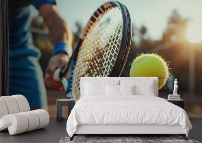 games ,sports, tennis player hitting a tennis ball with a racket. Wall mural