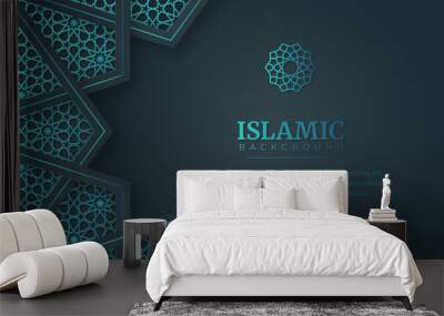 Islamic Arabic Arabesque Ornament Border Abstract Background with Copy Space for Text	 Wall mural