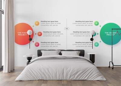 Process Workflow Features Options Comparison Chart Diagram Circles Infographic Design Template  Wall mural