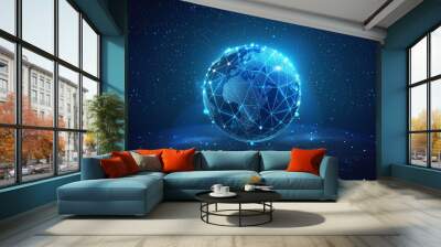 Global network connection abstract background, comprehensive big data visualization and internet technology. Wall mural