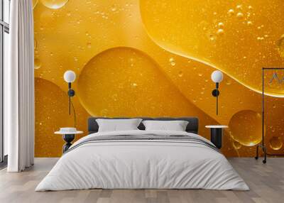 golden yellow bubble oil, abstract background Wall mural