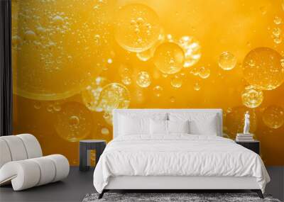 golden yellow bubble oil droplet, abstract background Wall mural