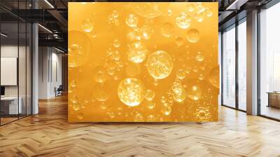 golden yellow bubble oil droplet, abstract background Wall mural