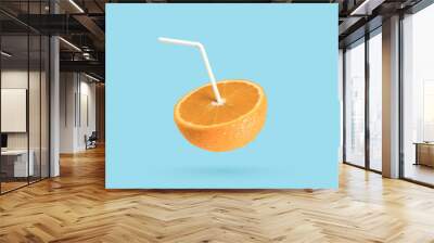 ripple cut fruit juice with straw Wall mural