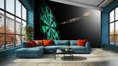 Shot of darts in bullseye on dartboard Wall mural