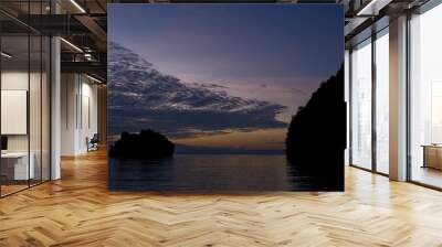 beautiful sunset beach and sea with mountain background. Clear sea. Summer time. Relax on holidays. Travel Wall mural