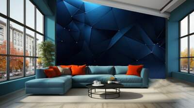 Dark blue color background, Geometric shape, Wallpaper gradient Wall mural