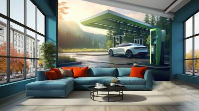 Ev charging station, green energy power, ev car Wall mural