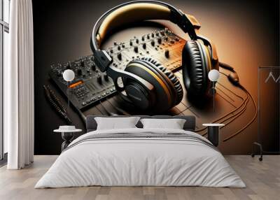 headphone with mixer, concert,music party, Made by AI,Artificial intelligence Wall mural