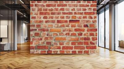 old wall brick background.  Mortar. Orange wall color background. Vintage wall Wall mural