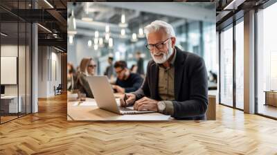 people ages 50+ coding in an office environment. Users are looking for them Wall mural