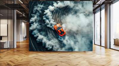 top view of driver drifting car, Automobile Wall mural