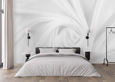 White cloth background abstract with soft waves, closeup texture of cloth Wall mural