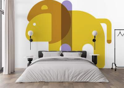 Cute cartoon lion flat vector style. Simple and adorable lion illustration.Letter L for the Lion. Wall mural