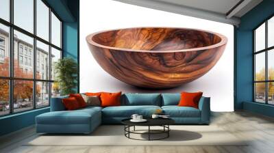 Handcrafted wooden bowl with natural grain and organic texture  This artisanal kitchenware piece is perfect for serving storage or display on the dining table or in the home Wall mural