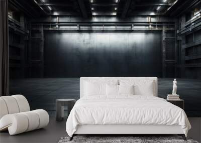 Modern interior with metal wall and steel structure with empty space for industry background. Wall mural